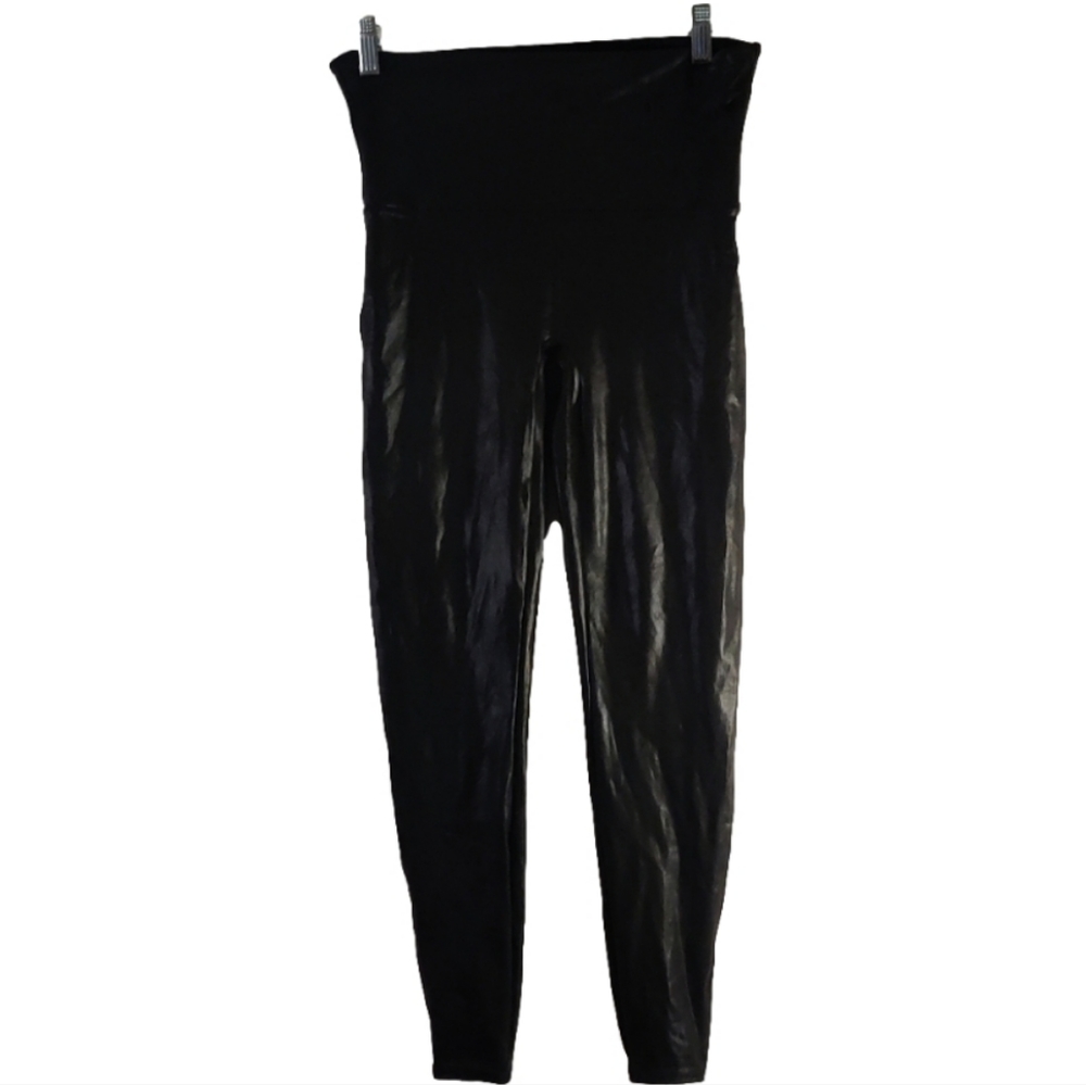 SPANX Black High-Waist Faux Leather Leggings